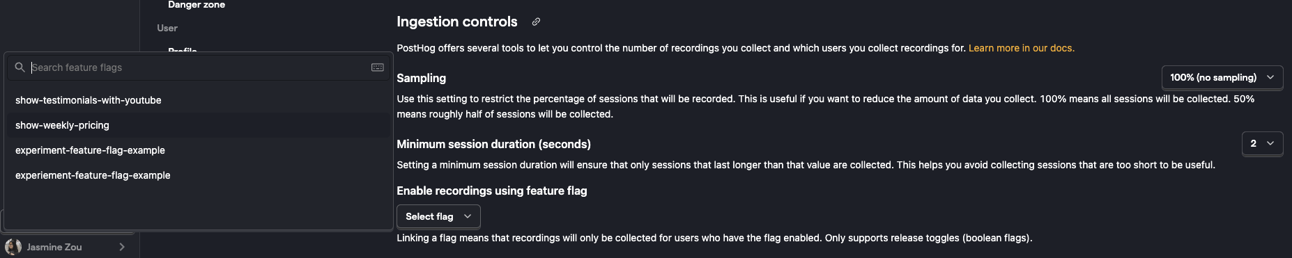 Choosing a flag to enable recordings