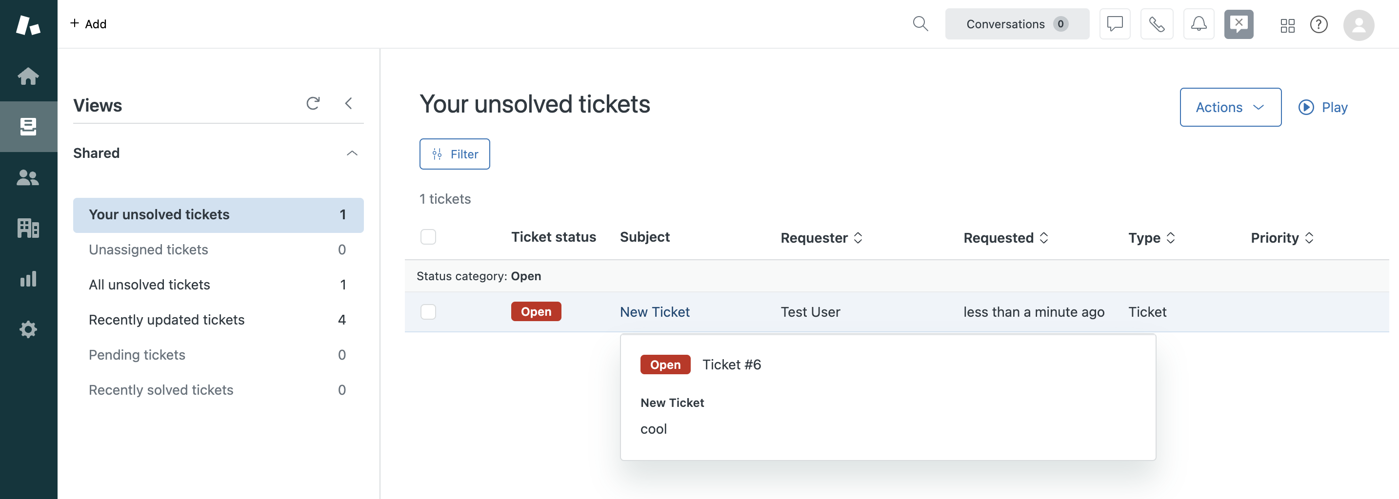 Ticket in Zendesk